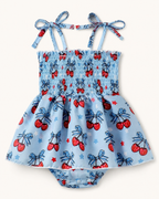 Baby Cherry Print Bodysuit Dress and Headband Set