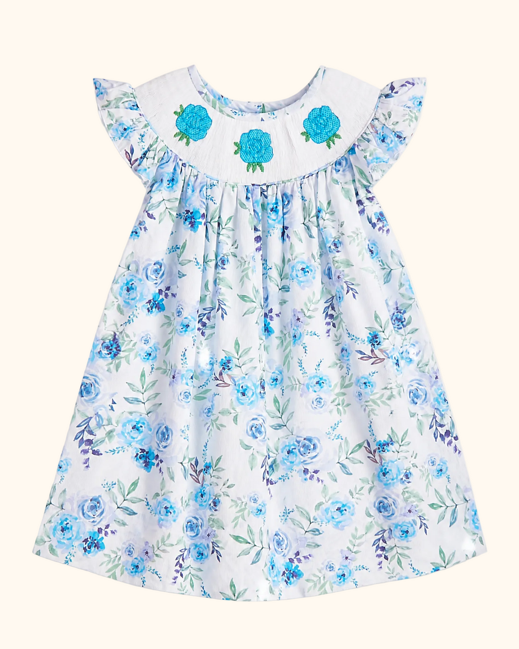 Cotton Hand Smocked Floral Dress