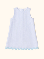 Baby Blue Seersucker Stripe Scalloped Dress
