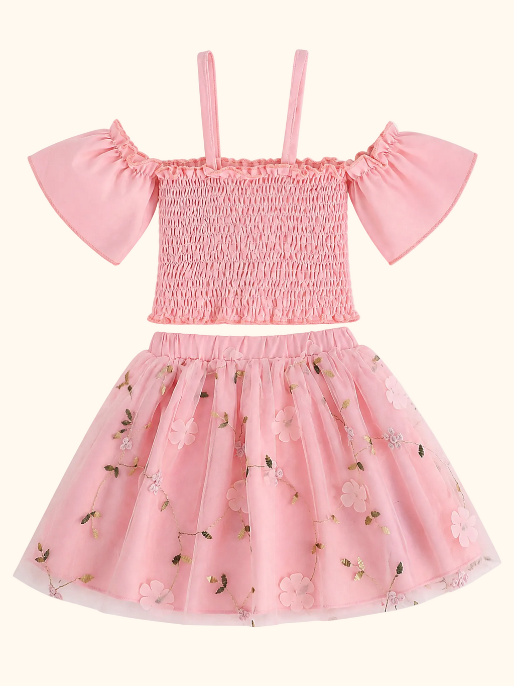 Baby Smocked Top and Bow Tulle Skirt Set