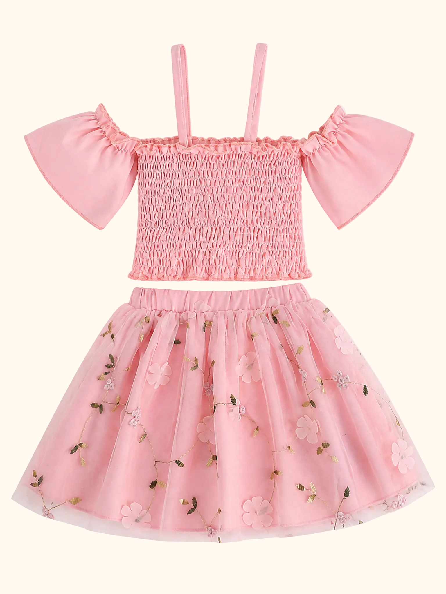 Baby Smocked Top and Bow Tulle Skirt Set