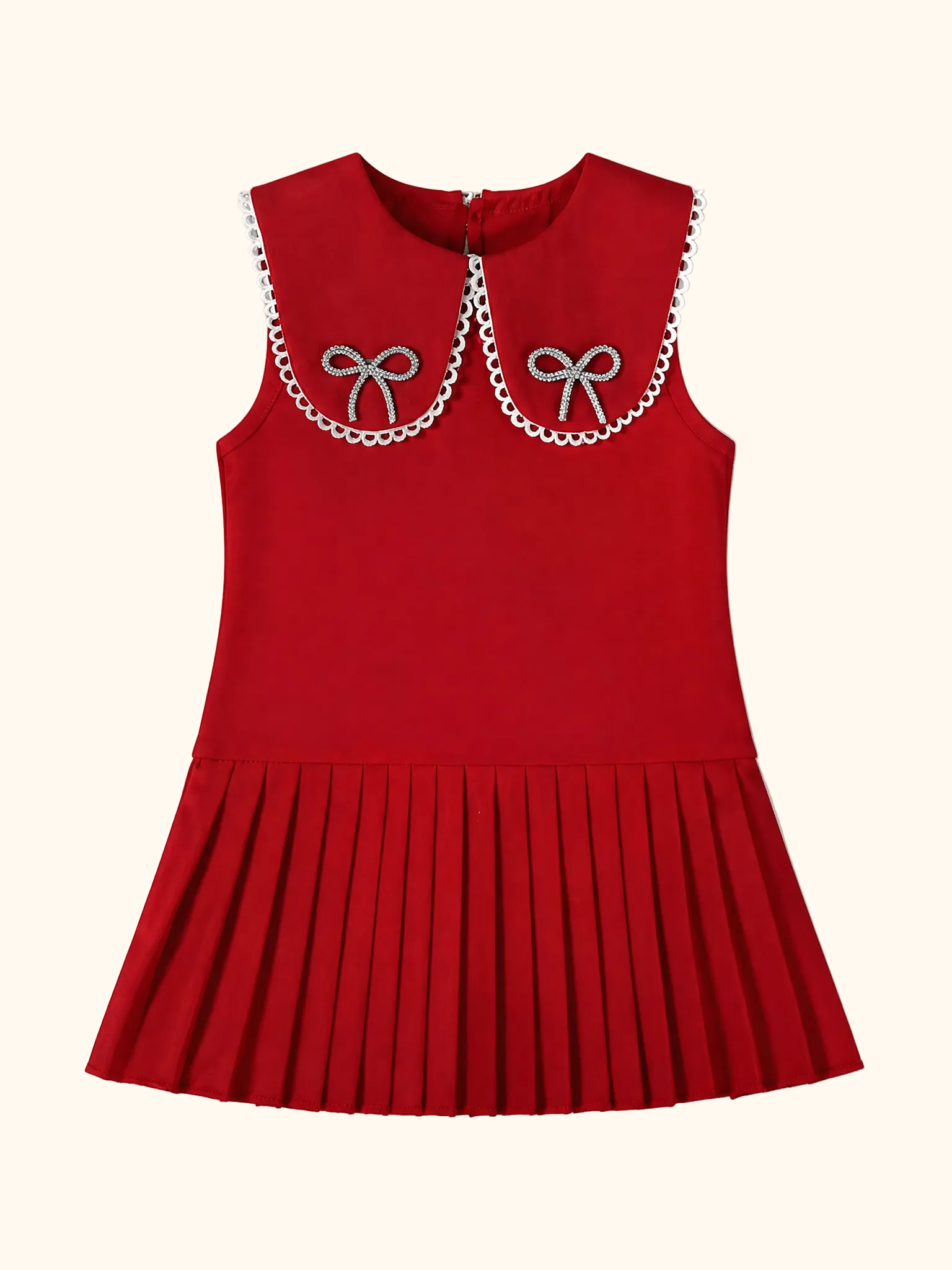 Bow-Accented Pleated Dress