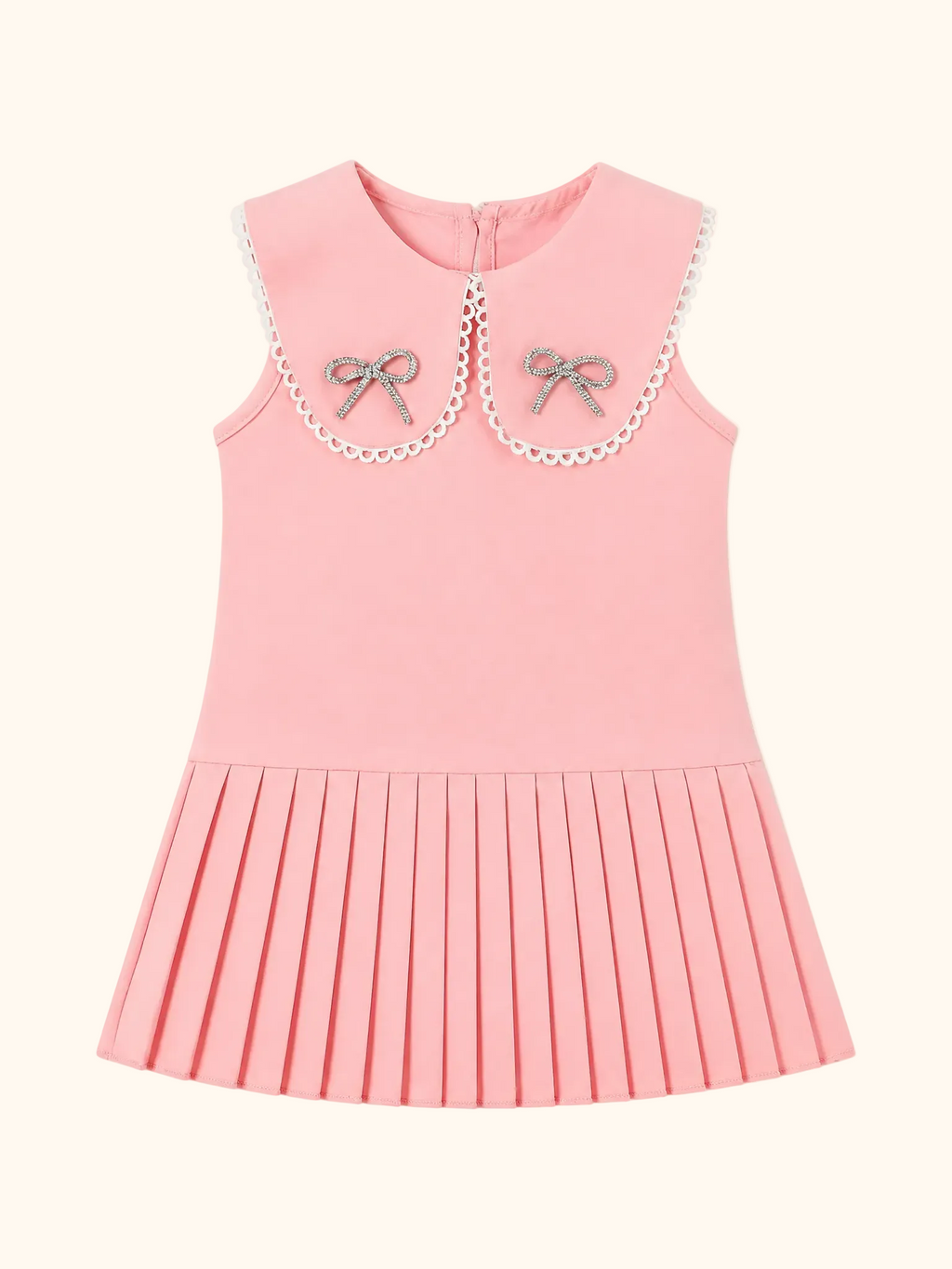 Bow-Accented Pleated Dress