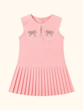 Bow-Accented Pleated Dress