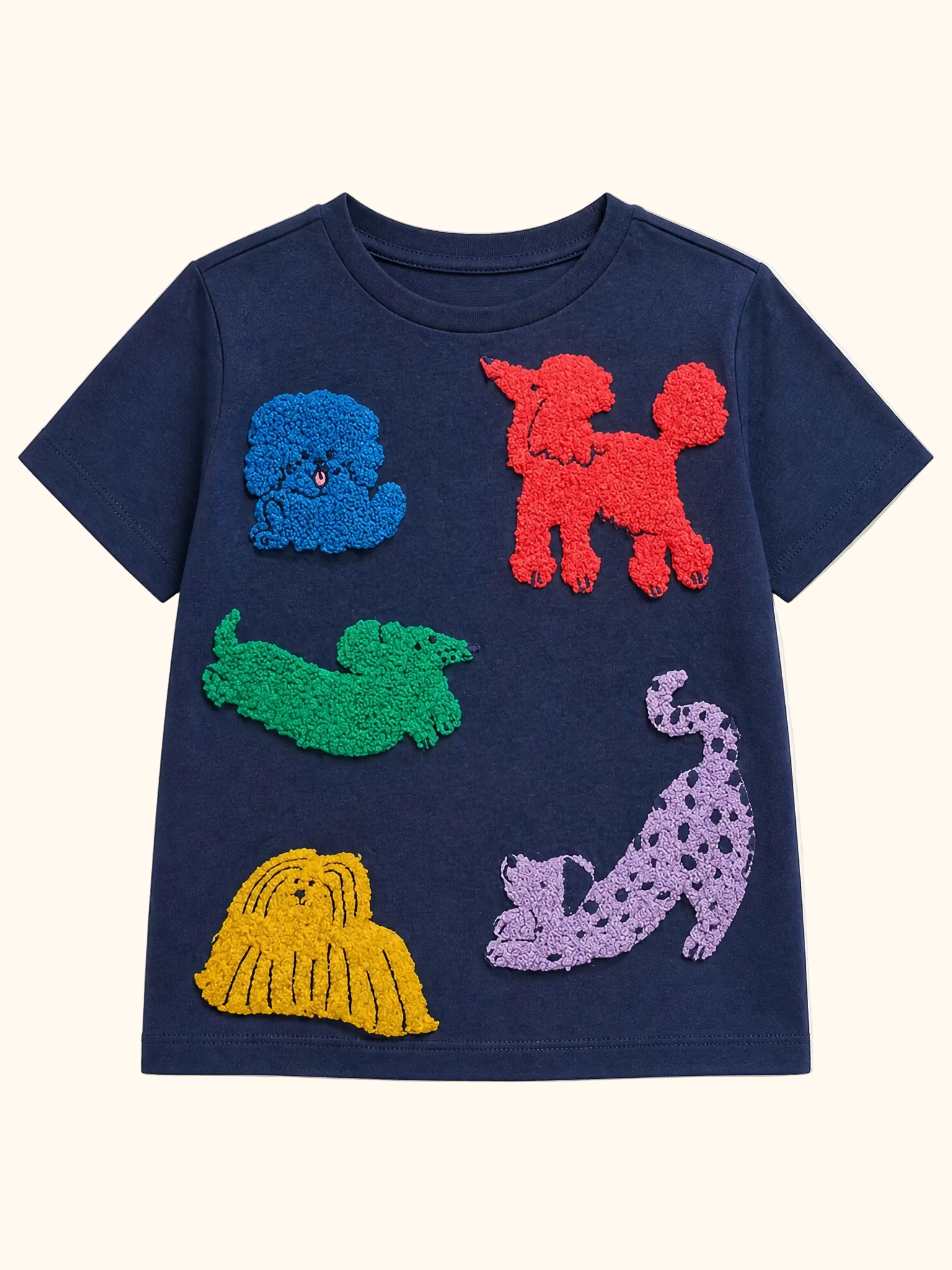 Kids Puppy Patch Round Neck T-Shirt