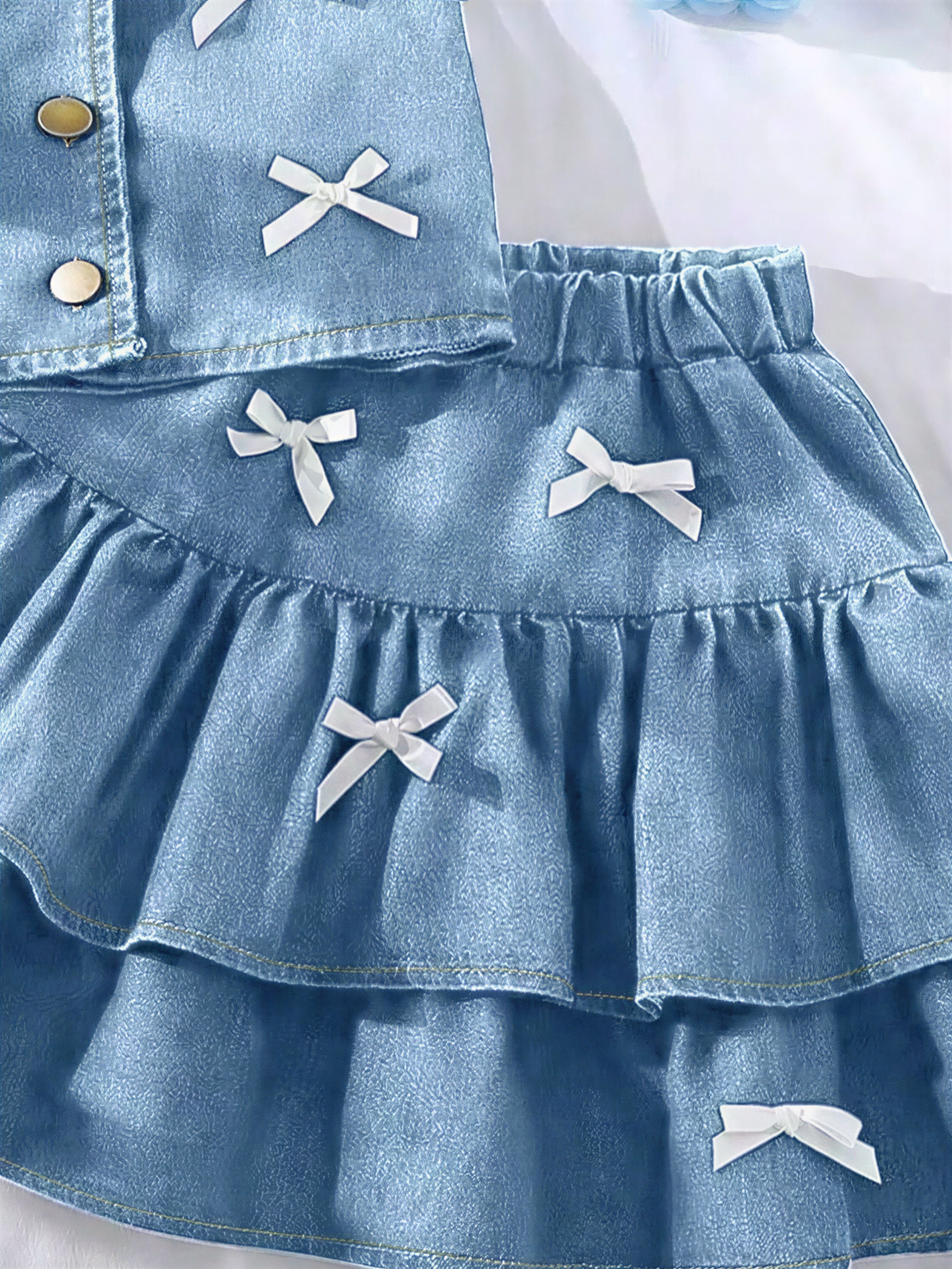 Button Up Vest and Skirt Denim Set