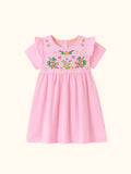 Floral Embroidered Ruffle Sleeve Casual Dress