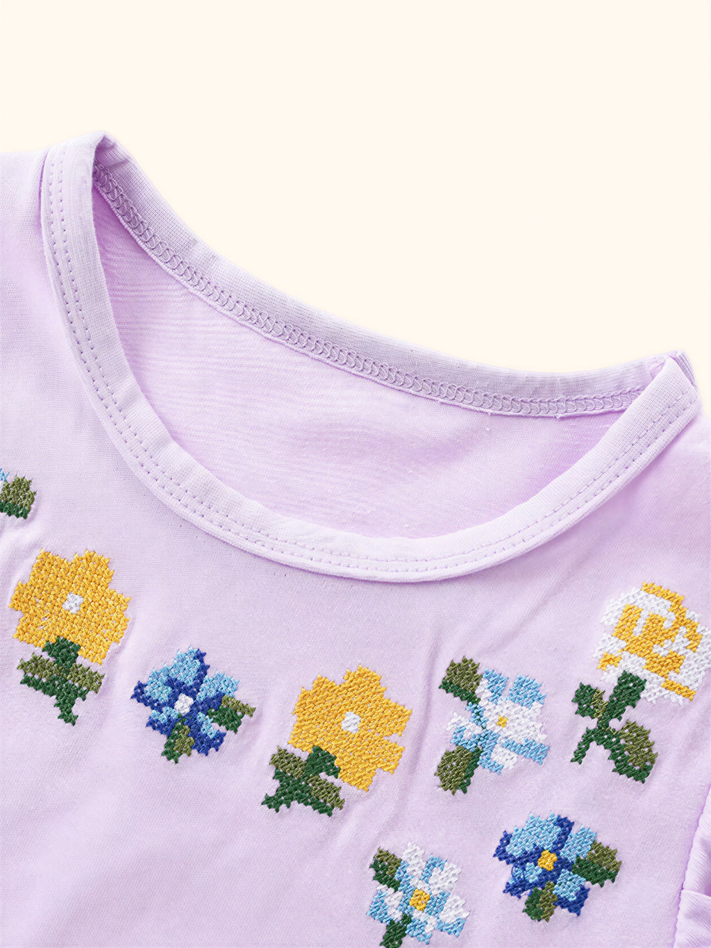 Floral Embroidered Tulle Dress - Lavender