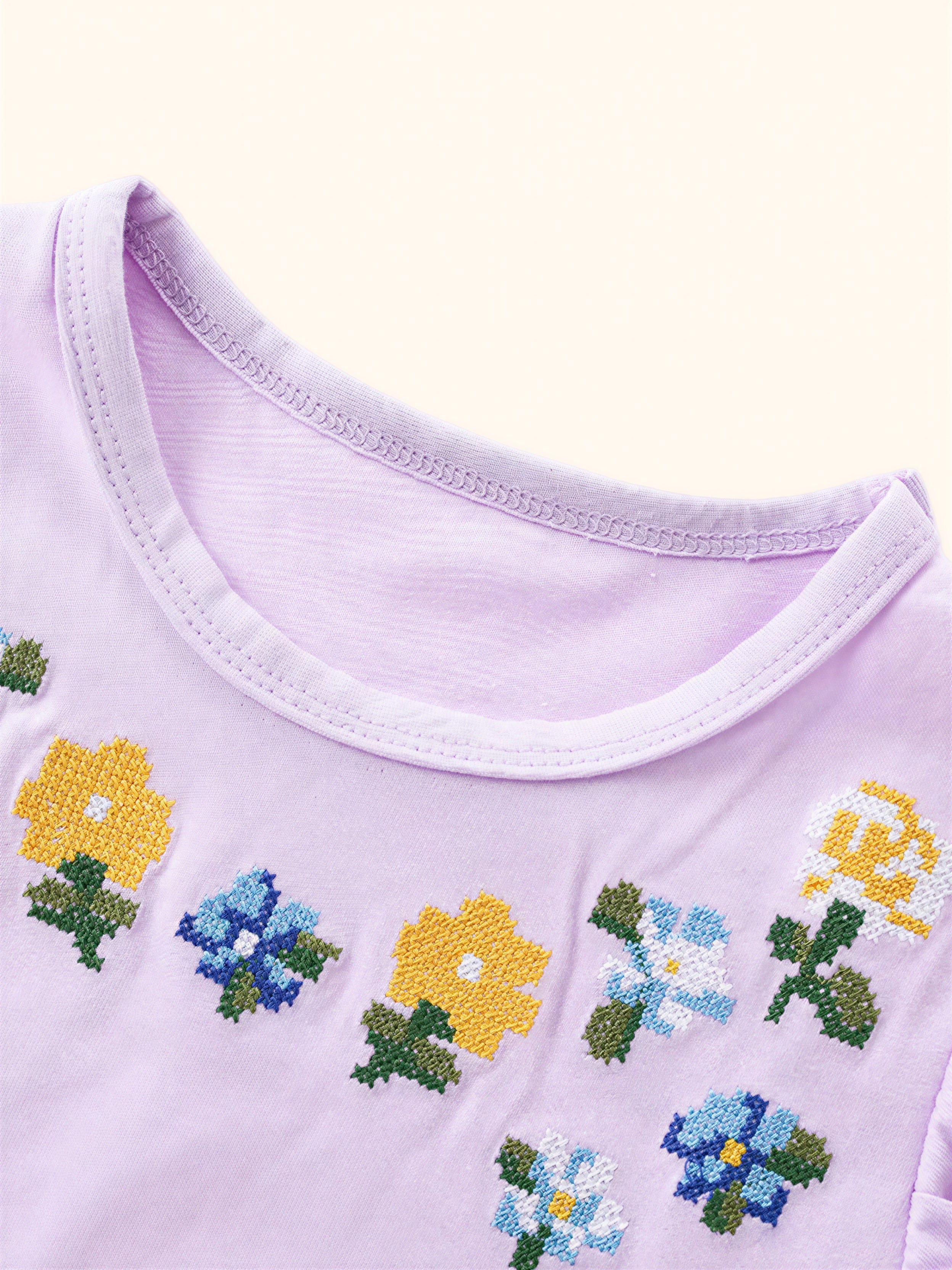 Floral Embroidered Tulle Dress - Lavender