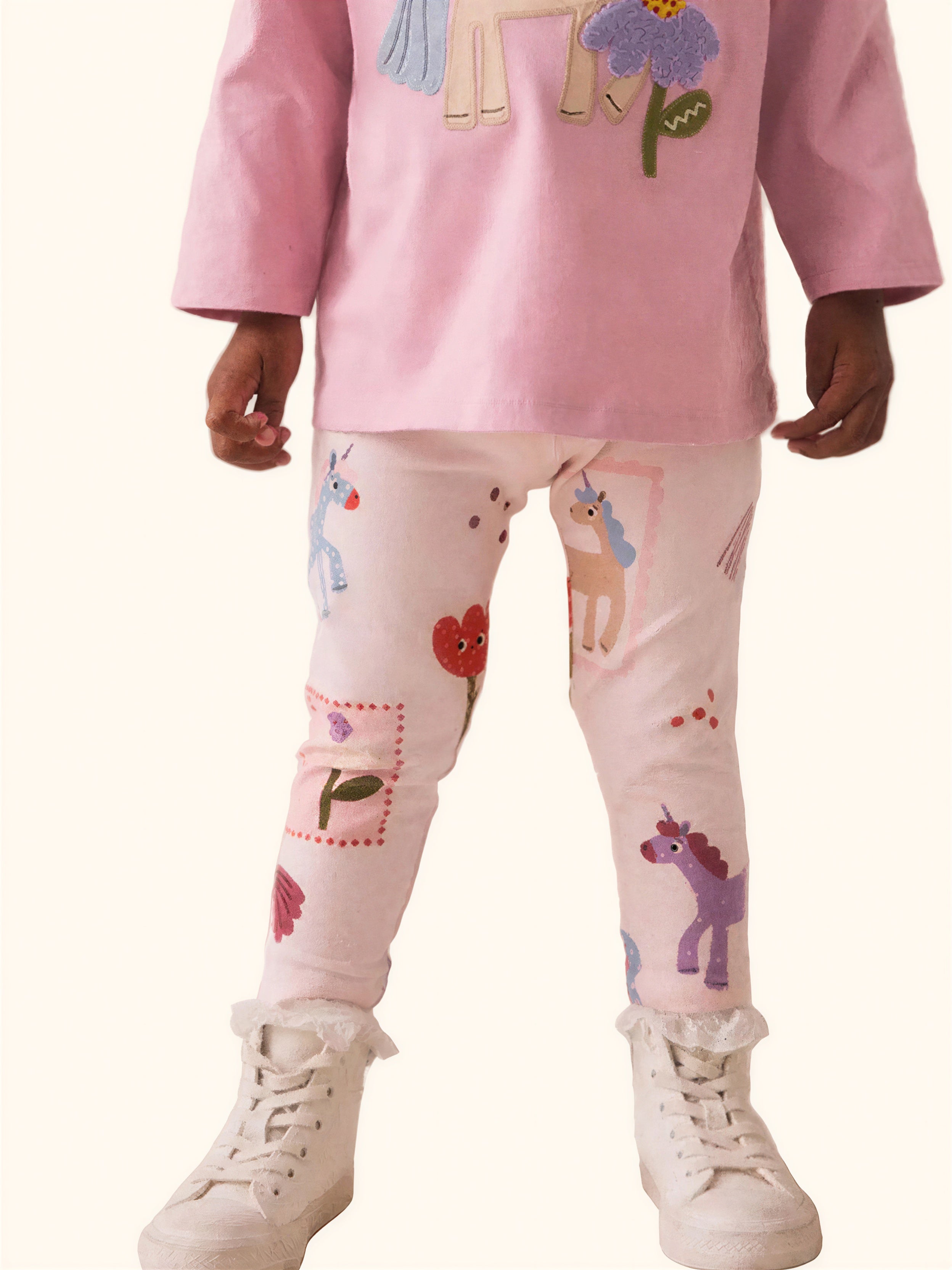 Unicorn & Floral Print Leggings