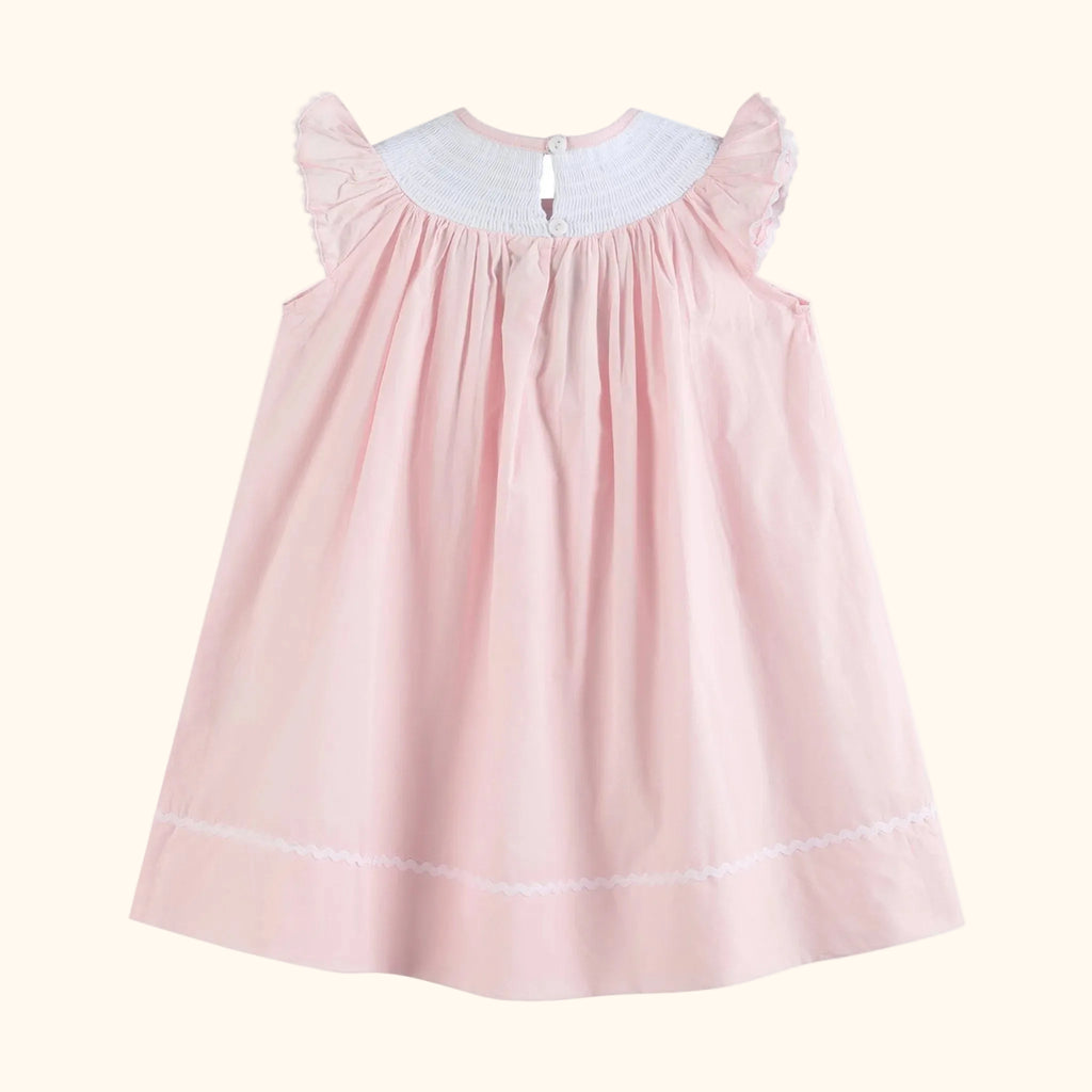 Pink Strawberry Vine Smocked Bishop Dress